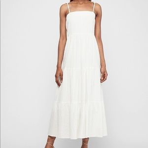 Express Textured Tiered Tie Shoulder Maxi Dress